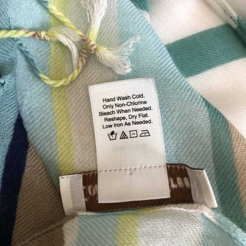 Coldwater Creek Blue Striped Fringe Scarf 22 x 67 - Picture 4 of 4